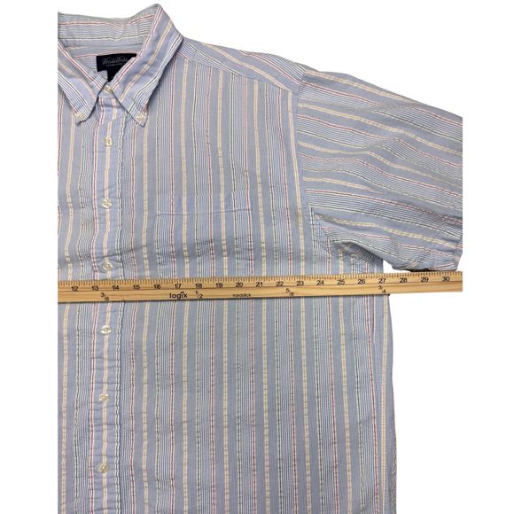 Brooks Brothers Shirt Mens Button-Down Seersucker Striped Textured XL Preppy - Picture 5 of 8